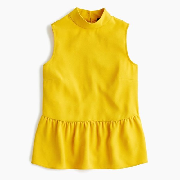 J. Crew Mockneck Peplum Top in 365 Crepe S - Picture 1 of 7